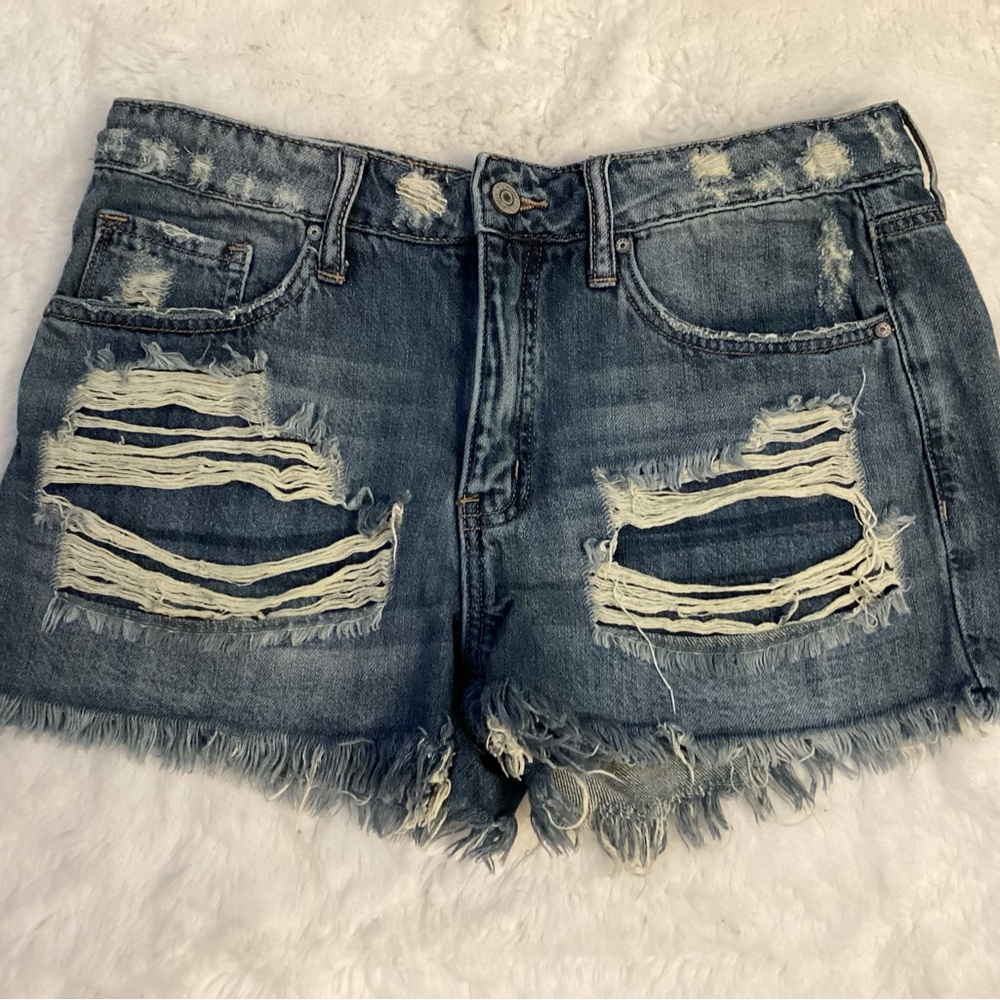 TRICOT BY C’EST TOI DISTRESSED SHORTS